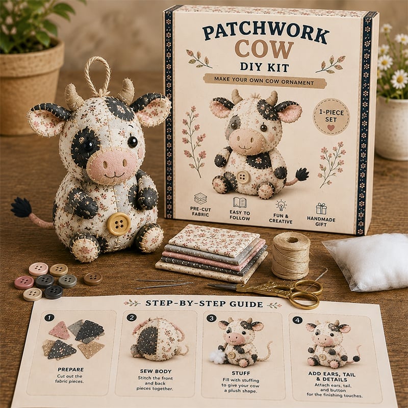 🧵DIY Patchwork Animal Kit – Create Your Own Adorable Animals - Highland Cattle